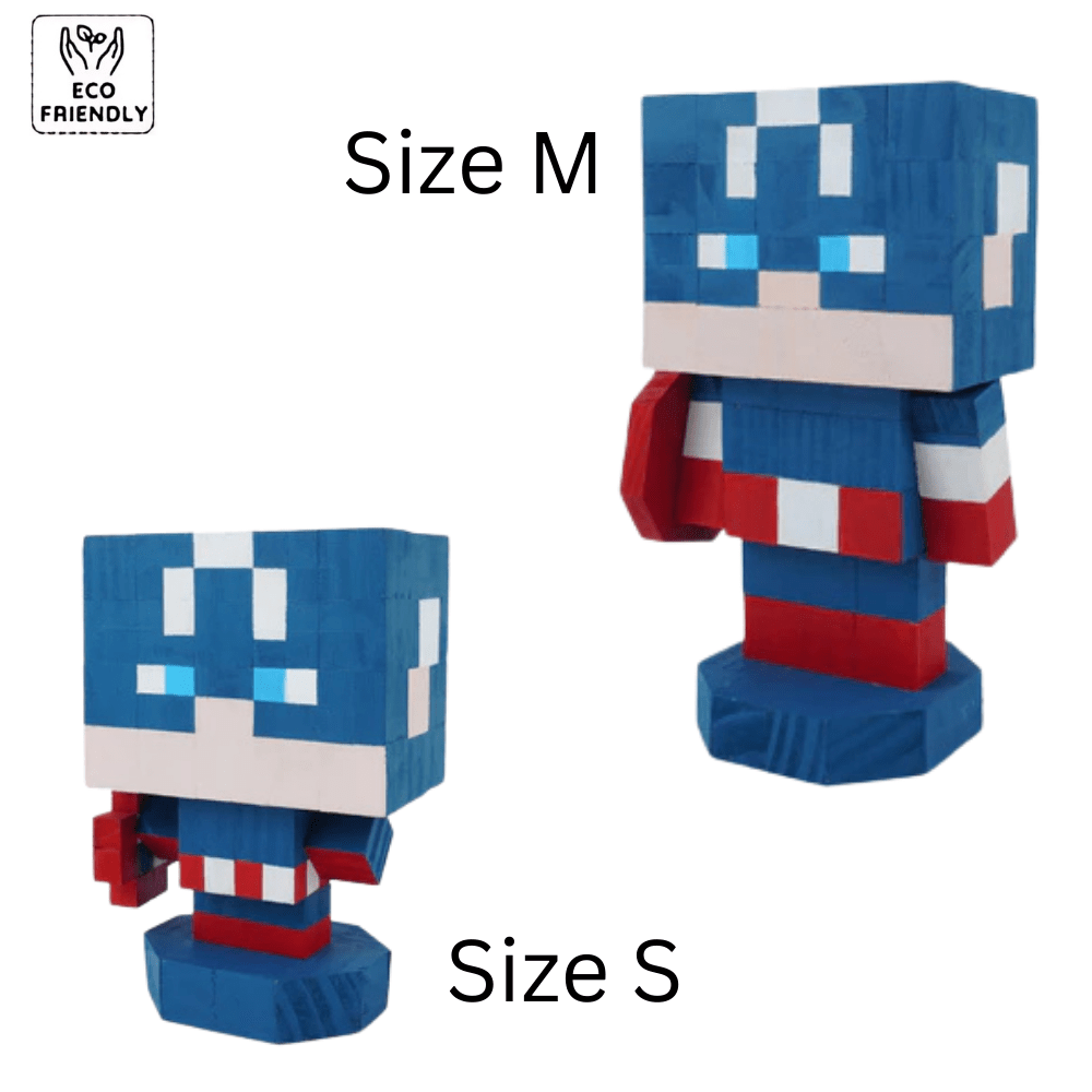 Eco-Friendly Avengers Action Figures 6 inch in two sizes, Small and Medium, featuring Captain America design