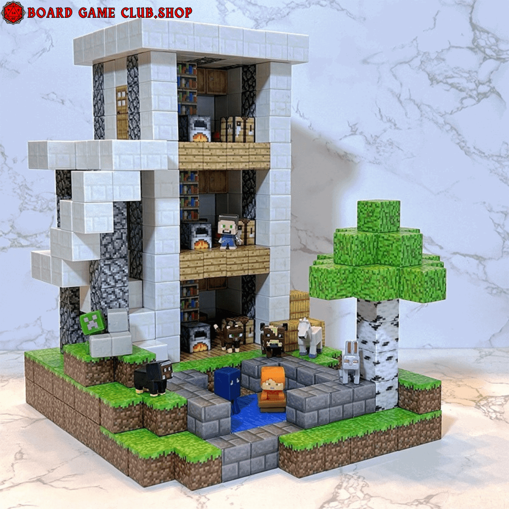 Minecraft Magnetic Blocks Building Set with Characters and Trees for Creative Play