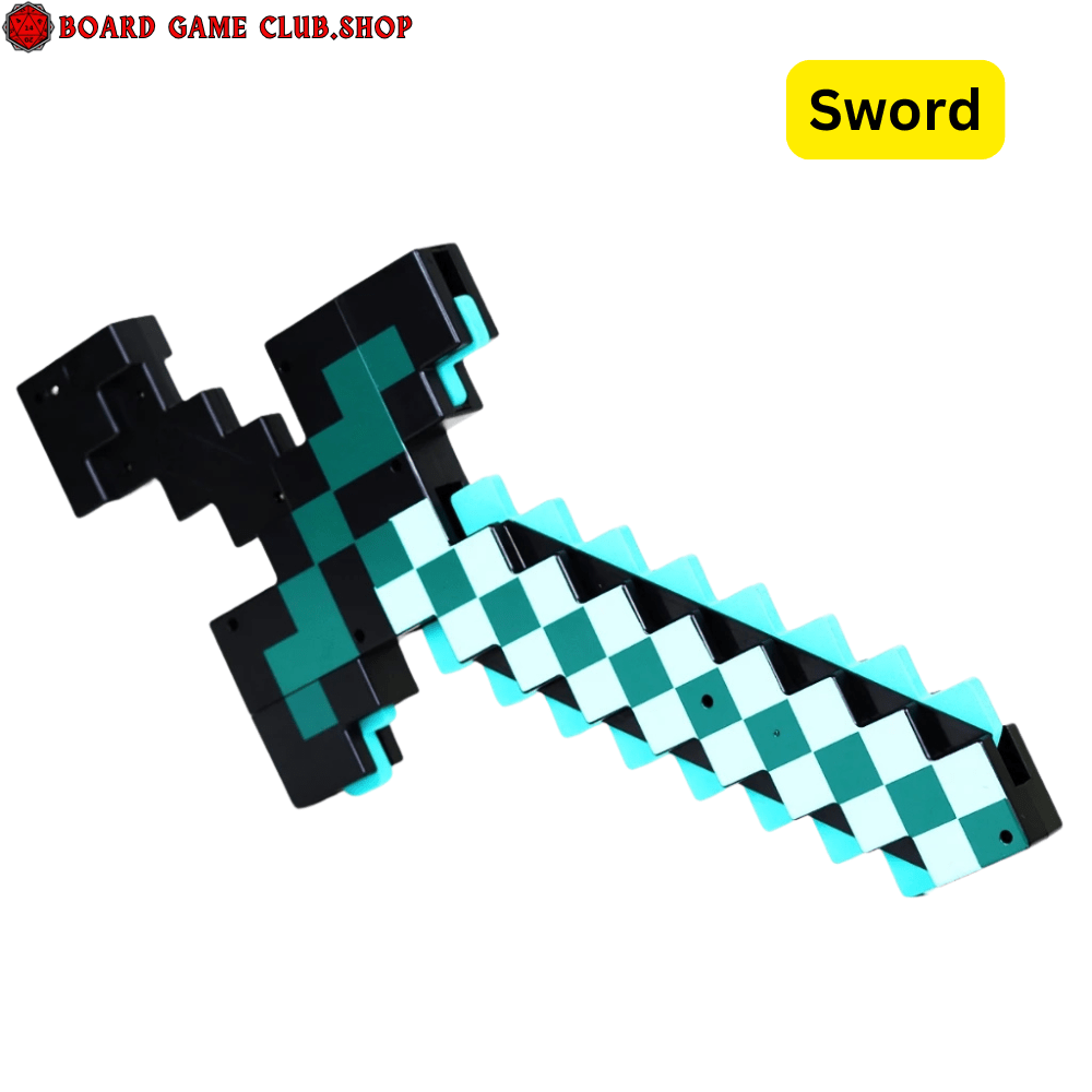 Minecraft Transforming Sword in Black and Aqua with Cube Design for Interactive Play