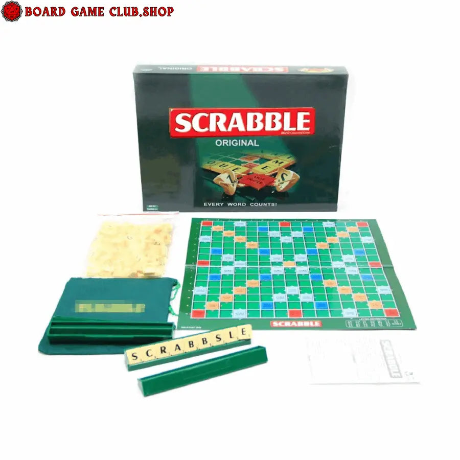 Scrabble Original board game set with tiles, game board, and player racks for family fun
