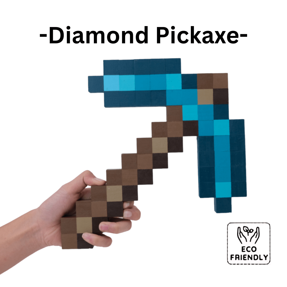 Minecraft Handmade Diamond Pickaxe Toy in Eco-Friendly Design for Creative Play