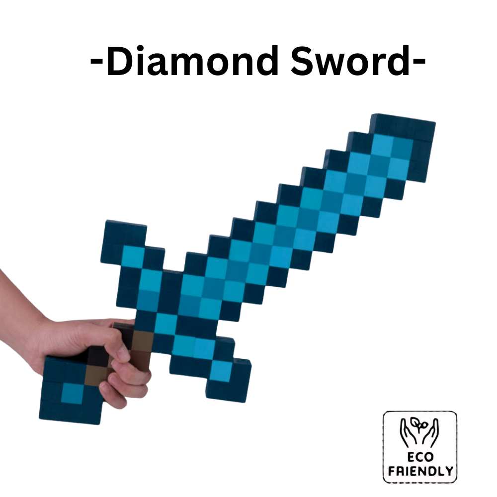 Minecraft Handmade Diamond Sword Toy in Blue and Black for Creative Play
