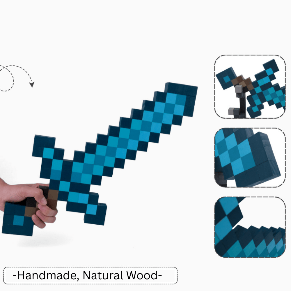 Minecraft Handmade Wooden Sword Toy with Pixel Design for Creative Play and Collecting