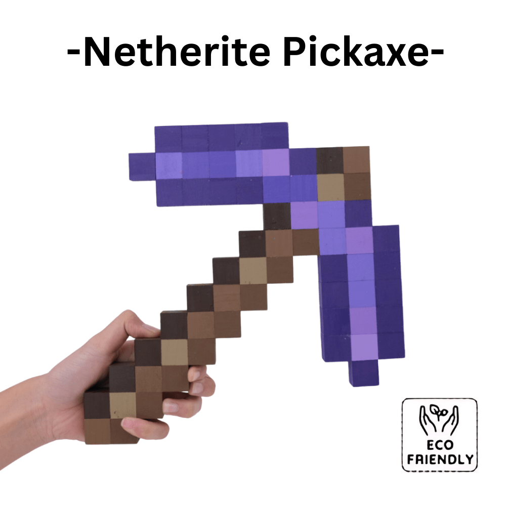 Minecraft Handmade Netherite Pickaxe Toy for Creative Play and Eco-Friendly Adventures