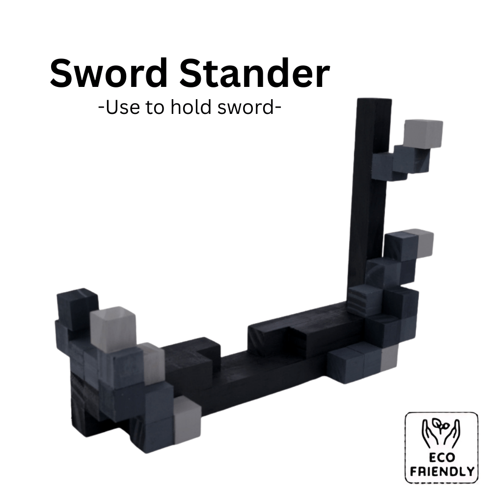 Minecraft Handmade Sword Stander made from eco-friendly materials for displaying swords