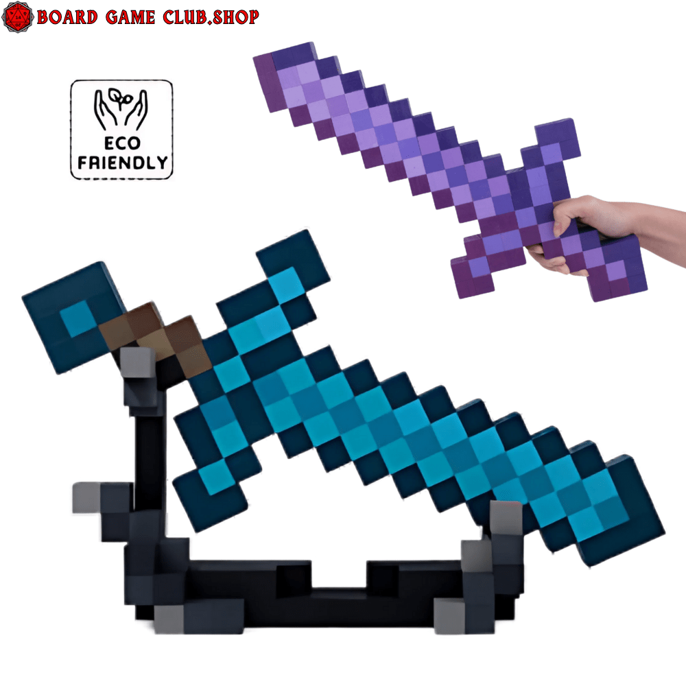 Minecraft Handmade toy swords in blue and purple with eco-friendly materials for kids' playtime
