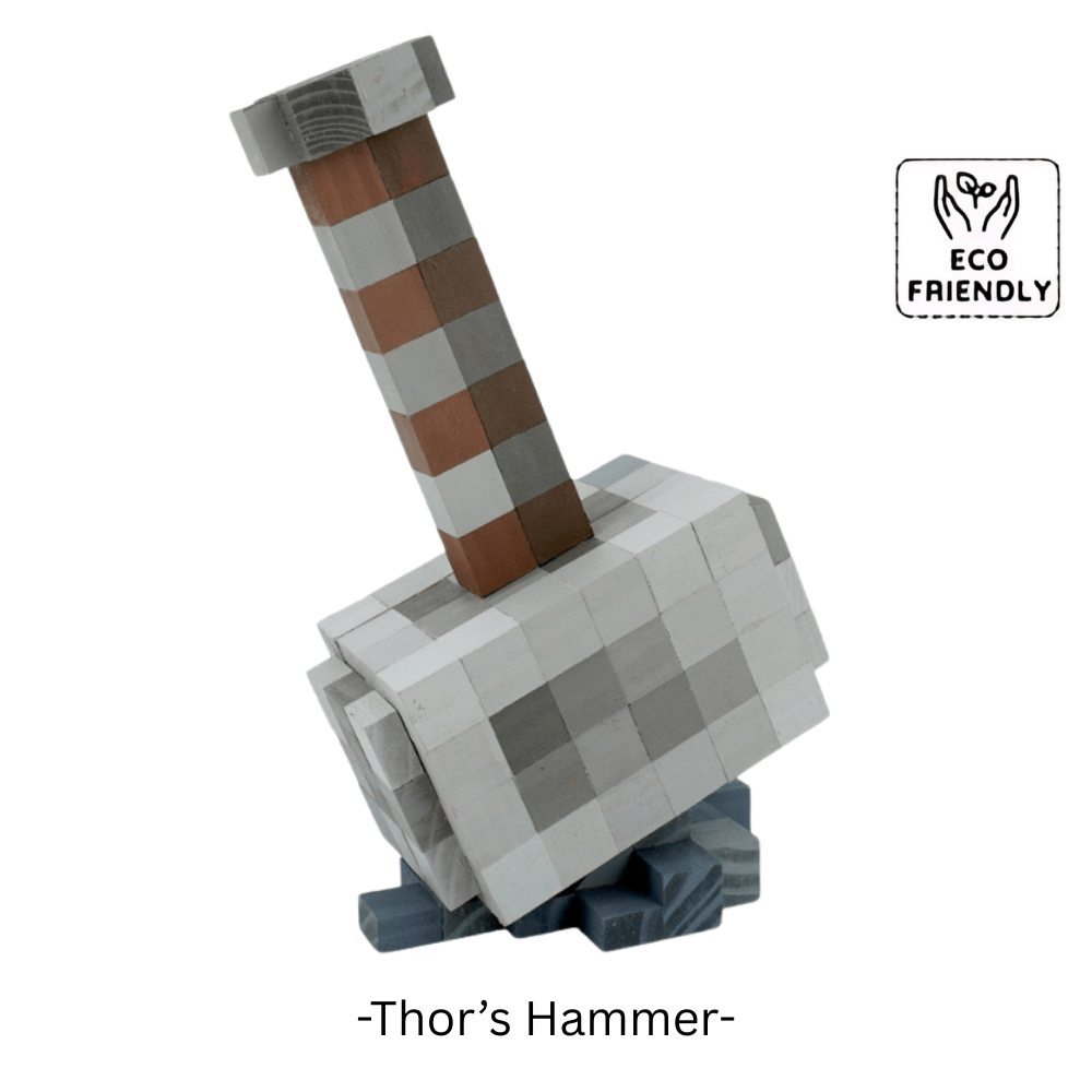 Minecraft Handmade Thor's Hammer Toy Made from Eco-Friendly Materials for Creative Play
