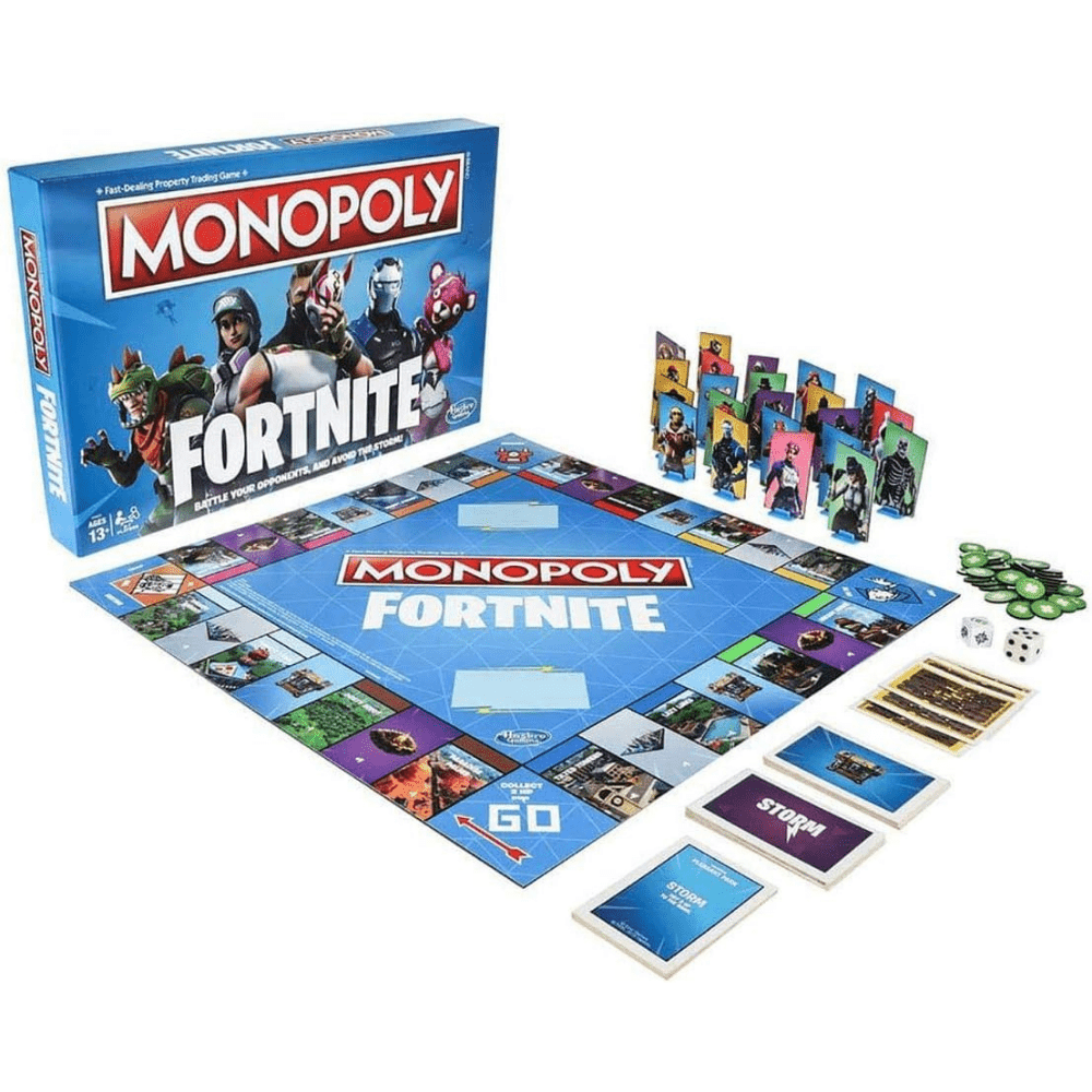 Monopoly Diced Variety Edition board game featuring Fortnite characters and colorful game pieces