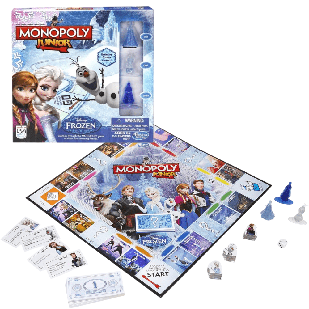 Monopoly Diced Variety Edition board game featuring Frozen characters and colorful game pieces