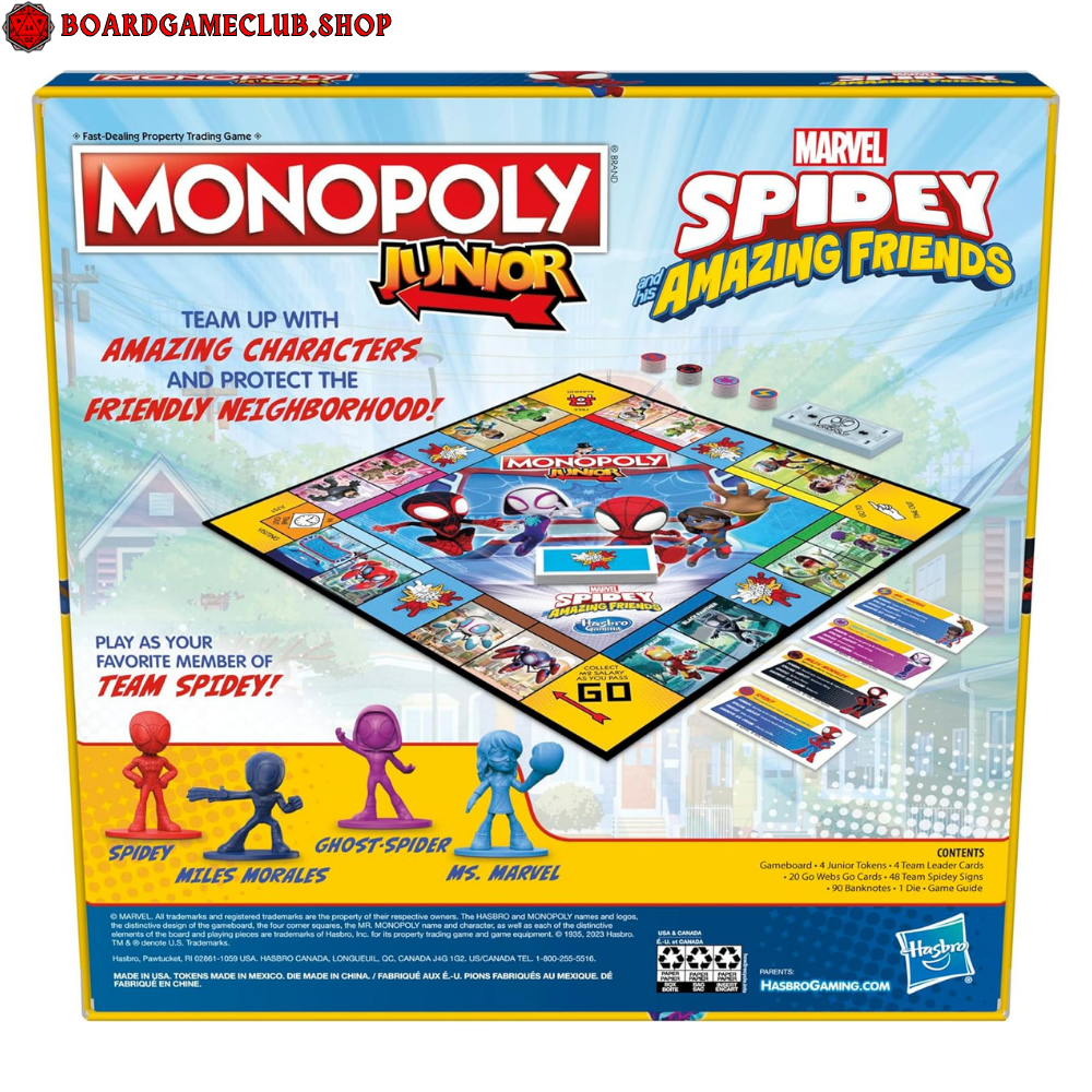 Monopoly Junior Marvel Spidey board game featuring colorful characters and fun gameplay for kids