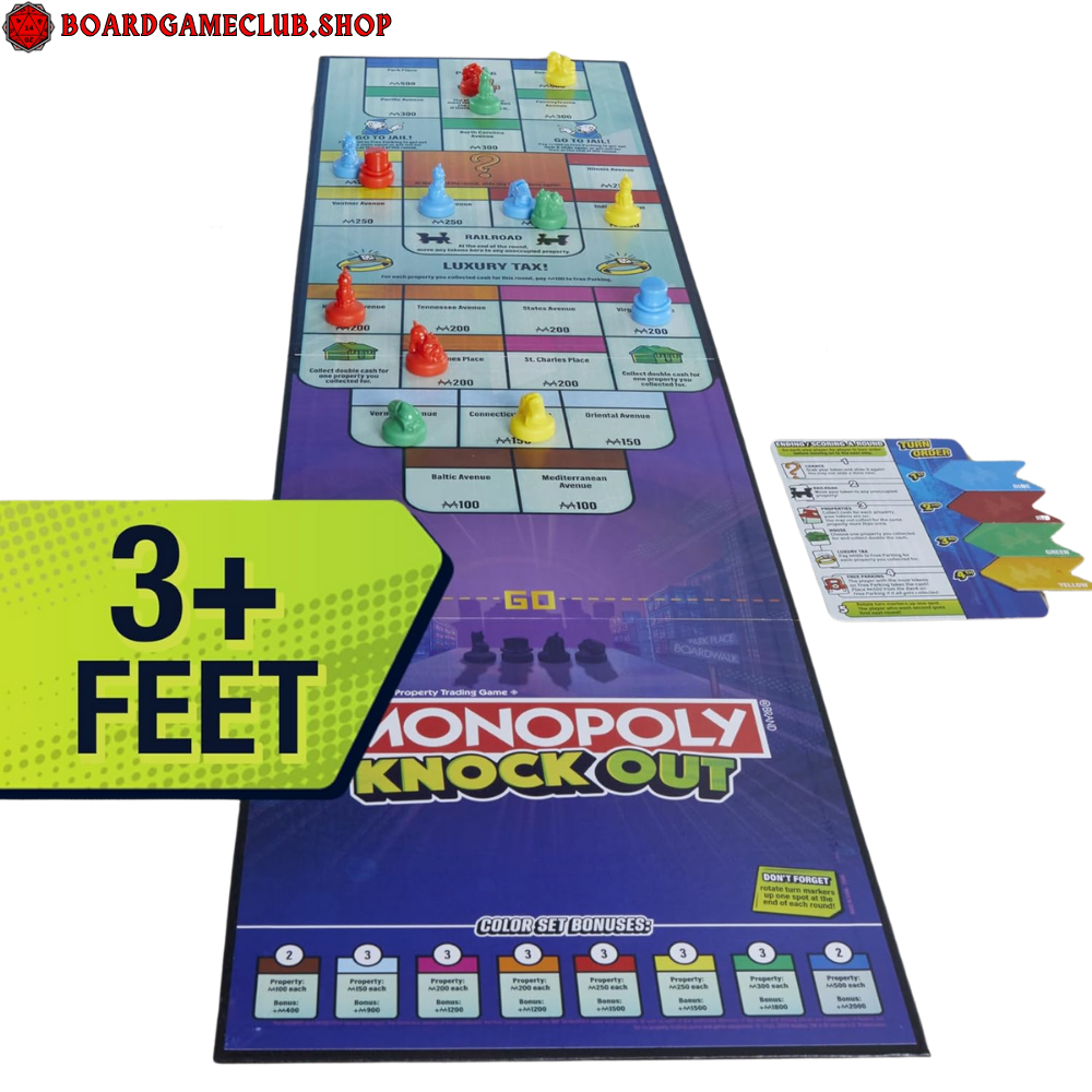 Monopoly Knockout Board Game featuring a large game board and colorful player pieces for exciting family fun