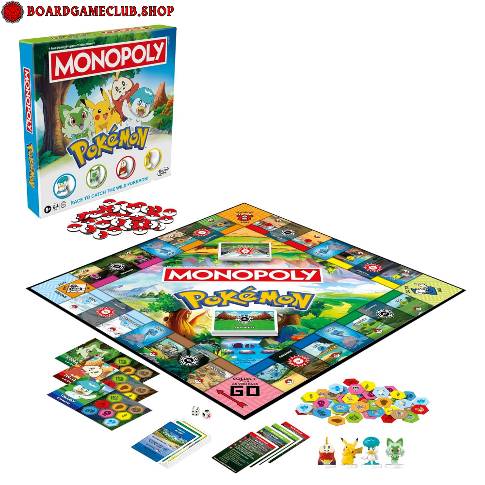 Monopoly Pokemon Edition board game with colorful game board and pieces for family fun