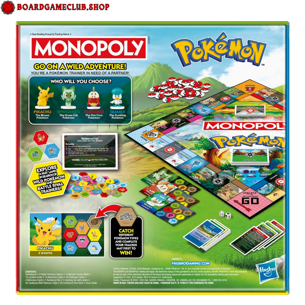 Monopoly Pokemon Edition Board Game with colorful Pokémon characters and themed playing spaces