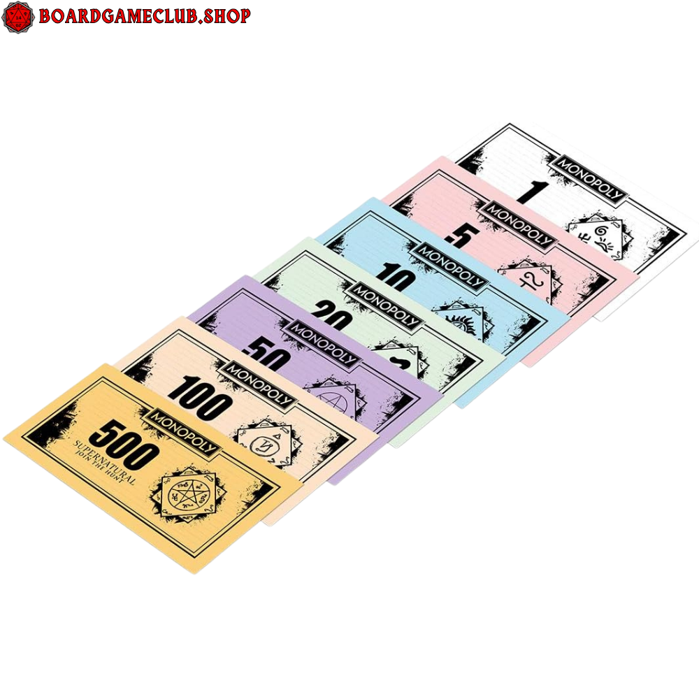 Monopoly Supernatural Edition game money in various denominations for thrilling gameplay