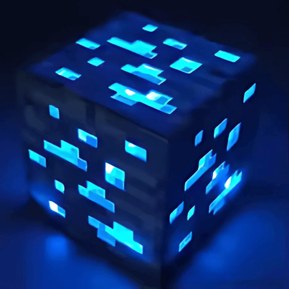Torch Minecraft Redstone Lamp with a glowing blue design, perfect for game-themed decor