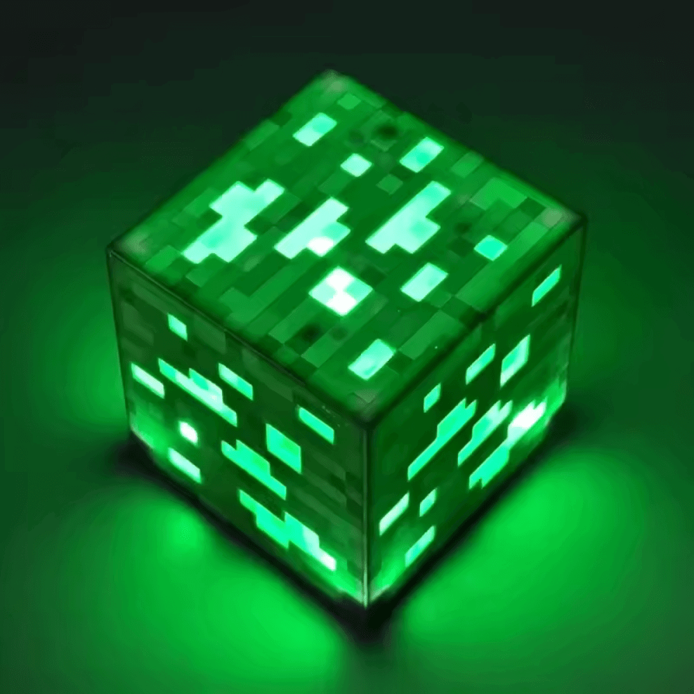 Torch Minecraft Redstone Lamp glowing green cube design for gaming decor enthusiasts