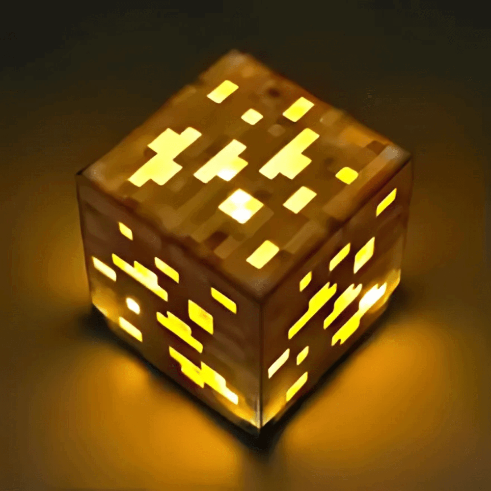 Minecraft Redstone Lamp torch decor in a cube shape, perfect for gaming-themed spaces