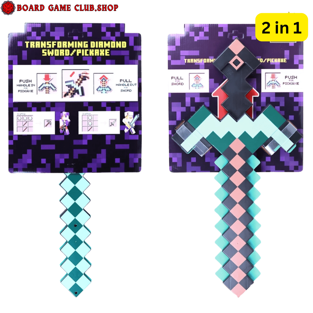 Transform Minecraft 2 in 1 Figures Diamond Sword to Pickaxe Collections - BoardGameClub