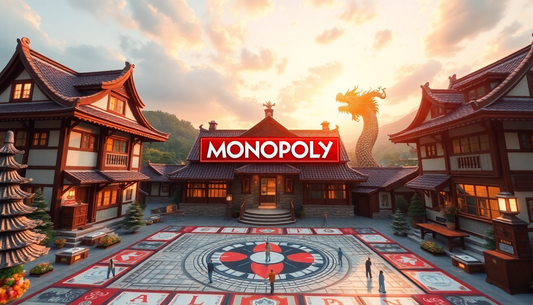 Monopoly House of the Dragon Review Photo Featuring Themed Game Board and Eastern Architecture