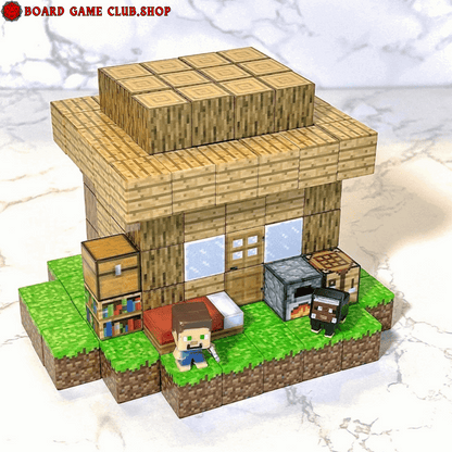 Minecraft Magnetic Blocks Building Set with Characters and House Structure for Creative Play