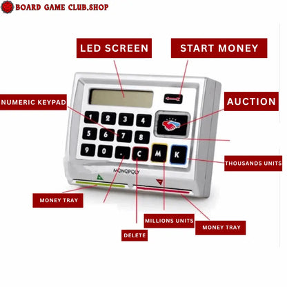 Monopoly Ultimate Banking game electronic unit with LED screen and numeric keypad for transactions