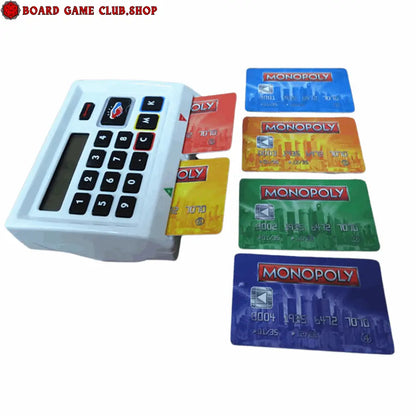 Monopoly Ultimate Banking game with electronic banking unit and colorful game cards