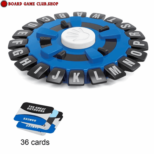 Tapple word game device with letter buttons and 36 themed cards for fast-paced fun