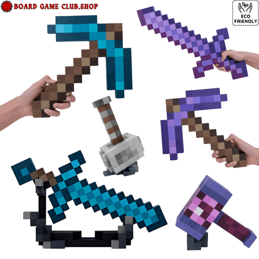 Minecraft Handmade Toy Weapons Set including pickaxe, sword, and axe for imaginative play