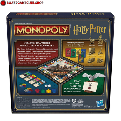 Monopoly Harry Potter board game featuring Hogwarts theme and magical elements for family fun