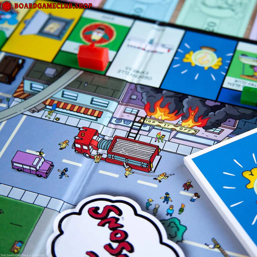 Monopoly The Simpsons Board Game featuring vibrant game board with characters and iconic locations