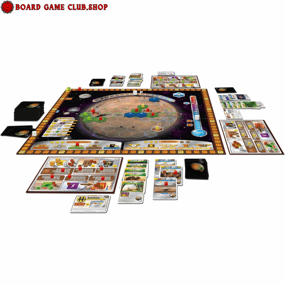 Terraforming Mars Board Game featuring a colorful game board and various strategy cards for players