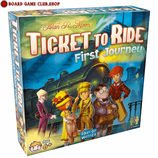 Ticket To Ride First Journey Board Game featuring colorful characters and train theme for family fun