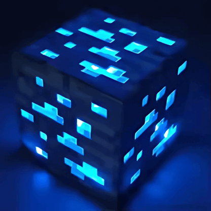 Torch Minecraft Redstone Lamp with a glowing blue design, perfect for game-themed decor