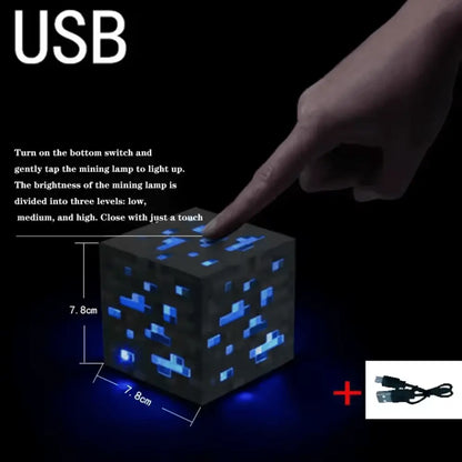 Torch Minecraft Redstone Lamp with USB power and adjustable brightness levels for gaming decor